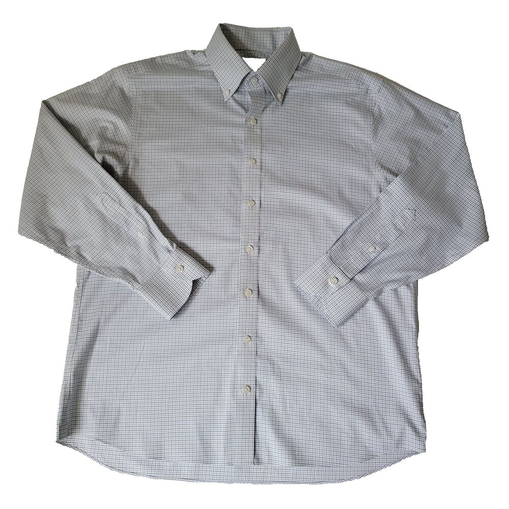 Proper Cloth Mens XL Blue Check Non Iron Dress Shirt Luxury Business